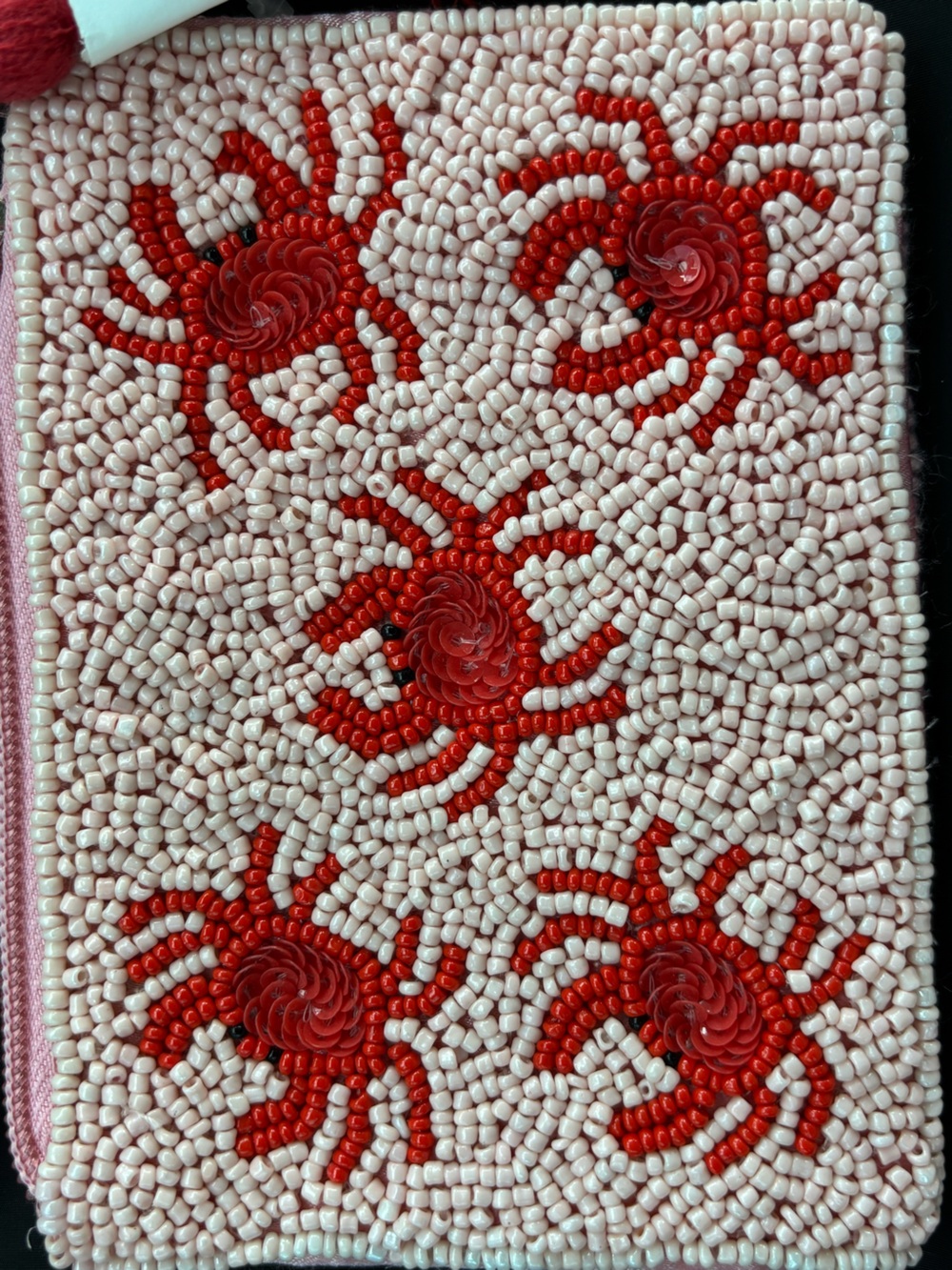 Beaded Crab Change purse - Pink and Red